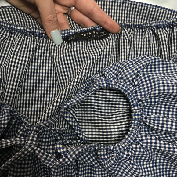 Zara Crop Gingham Off Shoulder Top - Picture 4 of 7